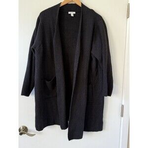 Nine West Drape Long Sleeve Cardigan Pockets Black Sz 1X Capsule Minimalist Cozy